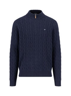 Fynch Hatton Half Zip Trui Cable Supersoft Navy (1509  207  - 690)