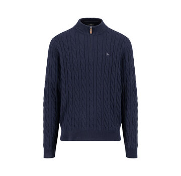 Fynch Hatton Half Zip Trui Cable Supersoft Navy (1509  207  - 690)