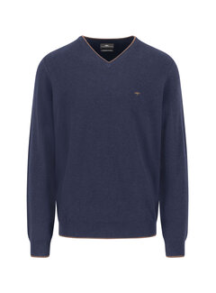 Fynch Hatton Pullover V-Neck Structure Navy (1509  221  - 690)