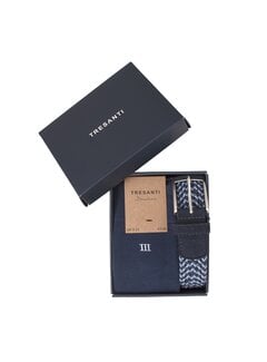 Tresanti Daly I Giftbox Braided Belt And Bamboo Socks Navy (TRCOIE016 - 802)