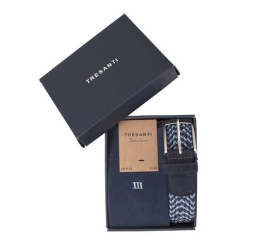 Tresanti Daly I Giftbox Braided Belt And Bamboo Socks Navy (TRCOIE016 - 802)