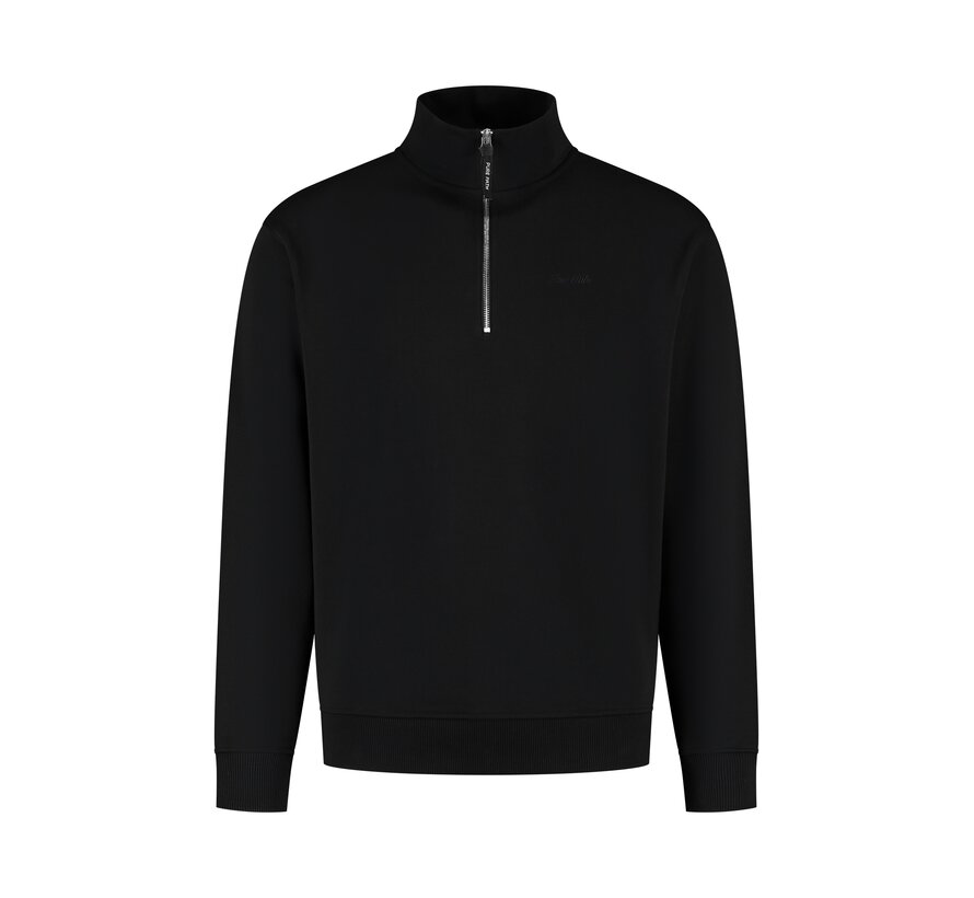 Embroidery Half-zip Sweater Black (25030311 - 02)