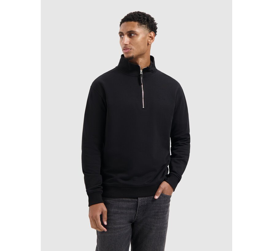 Embroidery Half-zip Sweater Black (25030311 - 02)