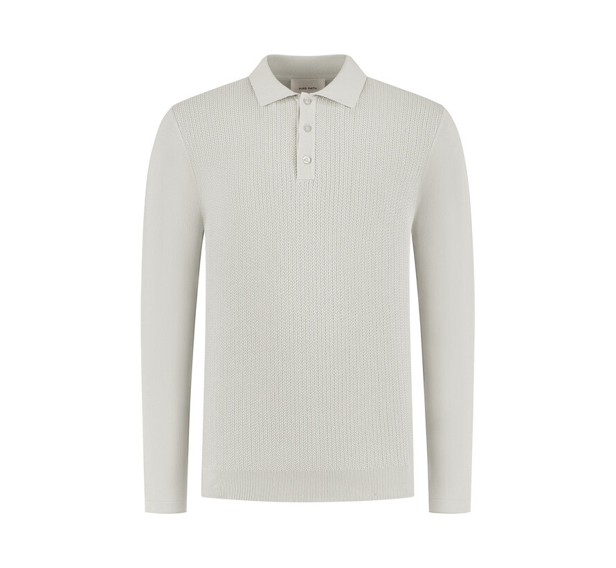 Braided Structure Knitted Longsleeve Polo Kit (25030804 - 103)