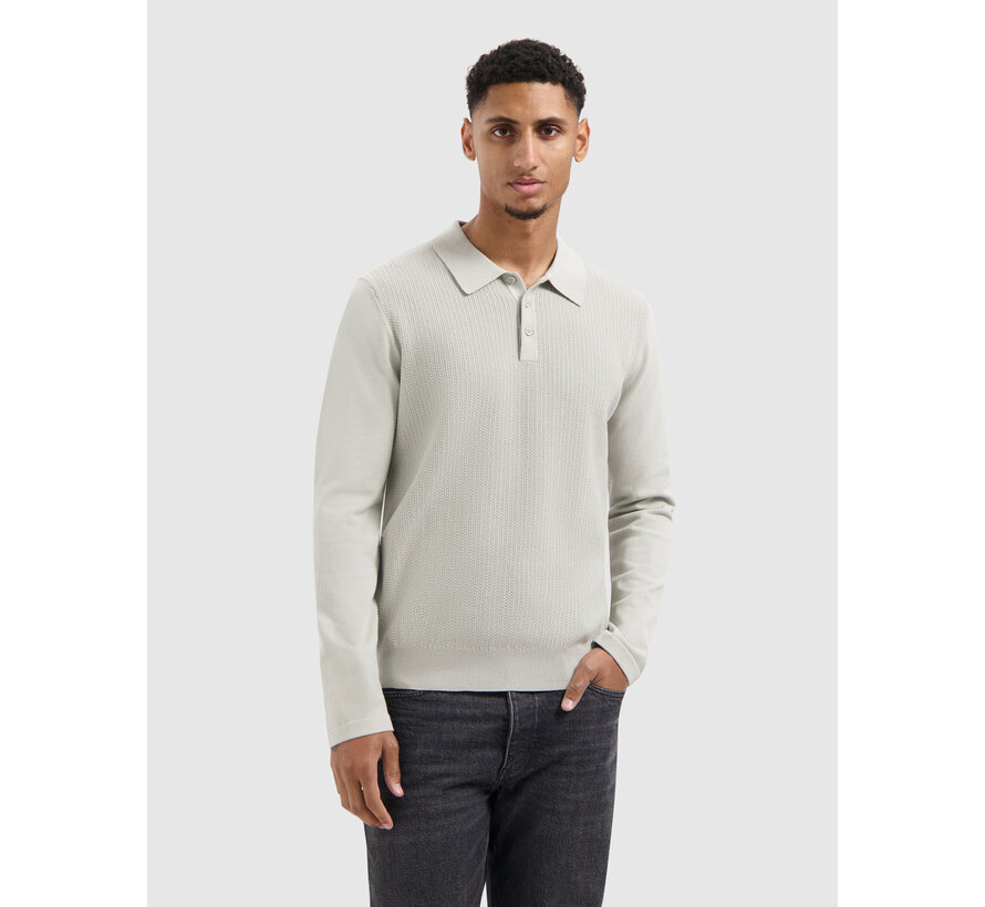 Braided Structure Knitted Longsleeve Polo Kit (25030804 - 103)