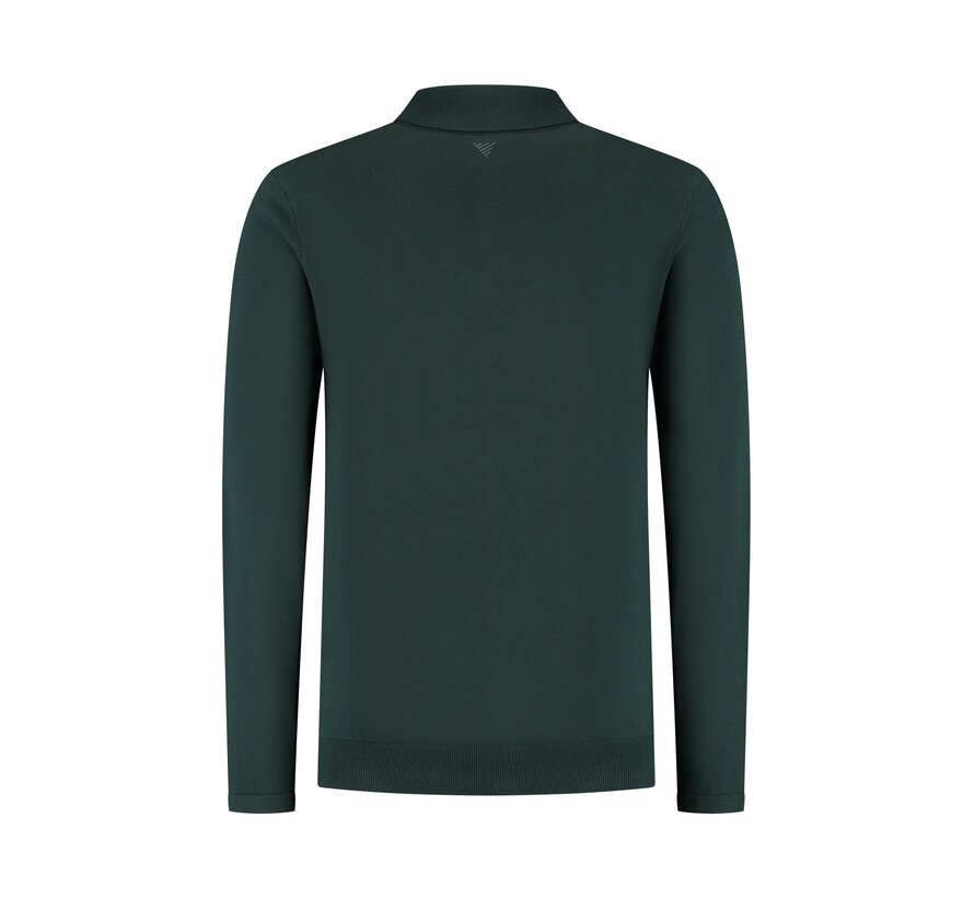 Braided Structure Knitted Longsleeve Polo Dark Green (25030804 - 16)