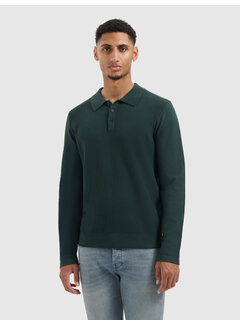 Pure Path Braided Structure Knitted Longsleeve Polo Dark Green (25030804 - 16)