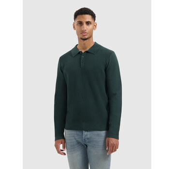 Pure Path Braided Structure Knitted Longsleeve Polo Dark Green (25030804 - 16)