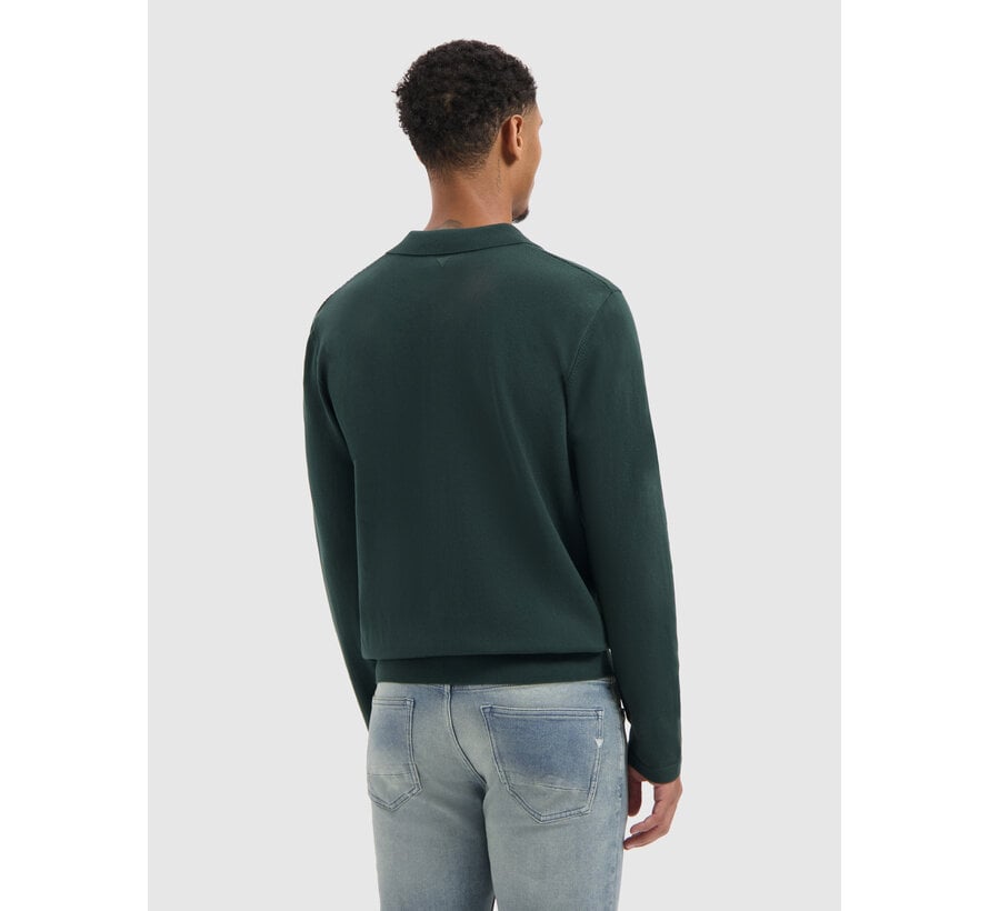 Braided Structure Knitted Longsleeve Polo Dark Green (25030804 - 16)