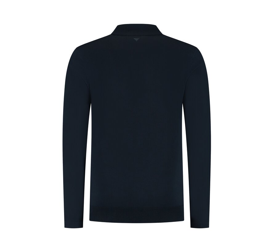 Braided Structure Knitted Longsleeve Polo Dark Navy (25030804 - 57)