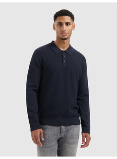 Pure Path Braided Structure Knitted Longsleeve Polo Dark Navy (25030804 - 57)