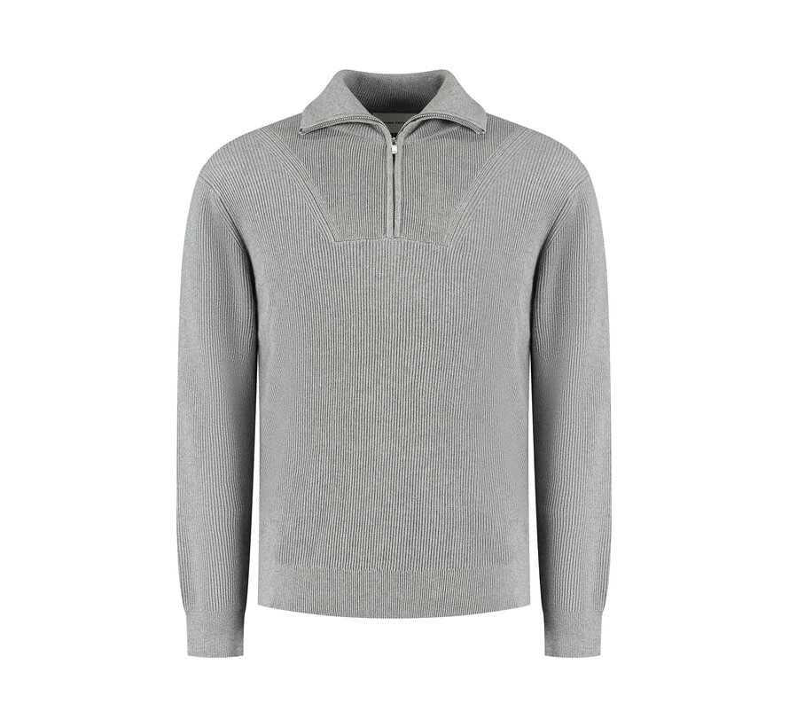 Loose fit Half Zip Knitwear Grey Mel. (25030806 - 03)