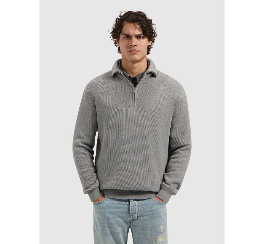 Loose fit Half Zip Knitwear Grey Mel. (25030806 - 03)