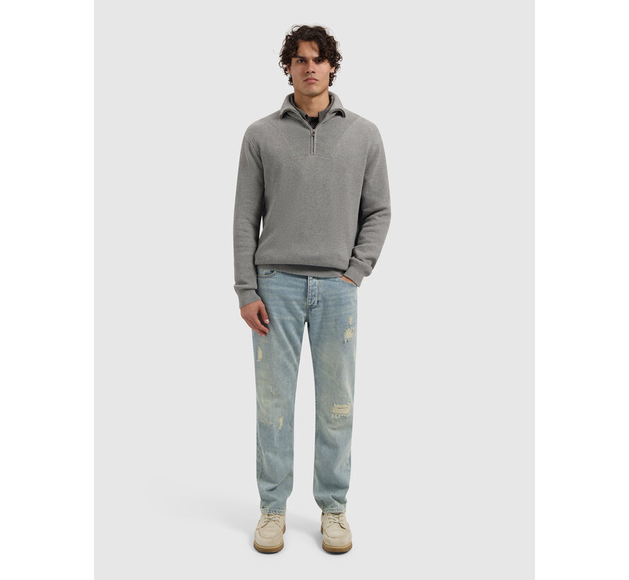 Loose fit Half Zip Knitwear Grey Mel. (25030806 - 03)