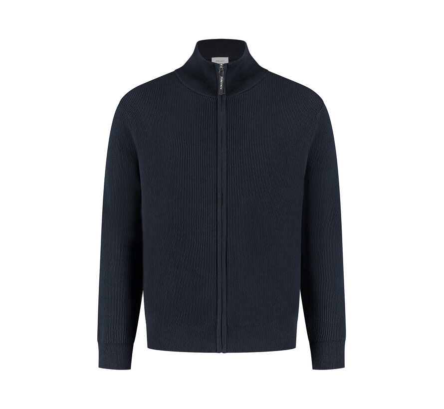 Pure Path Rib Knit Full-zip Cardigan Dark Navy (25030807 - 57)