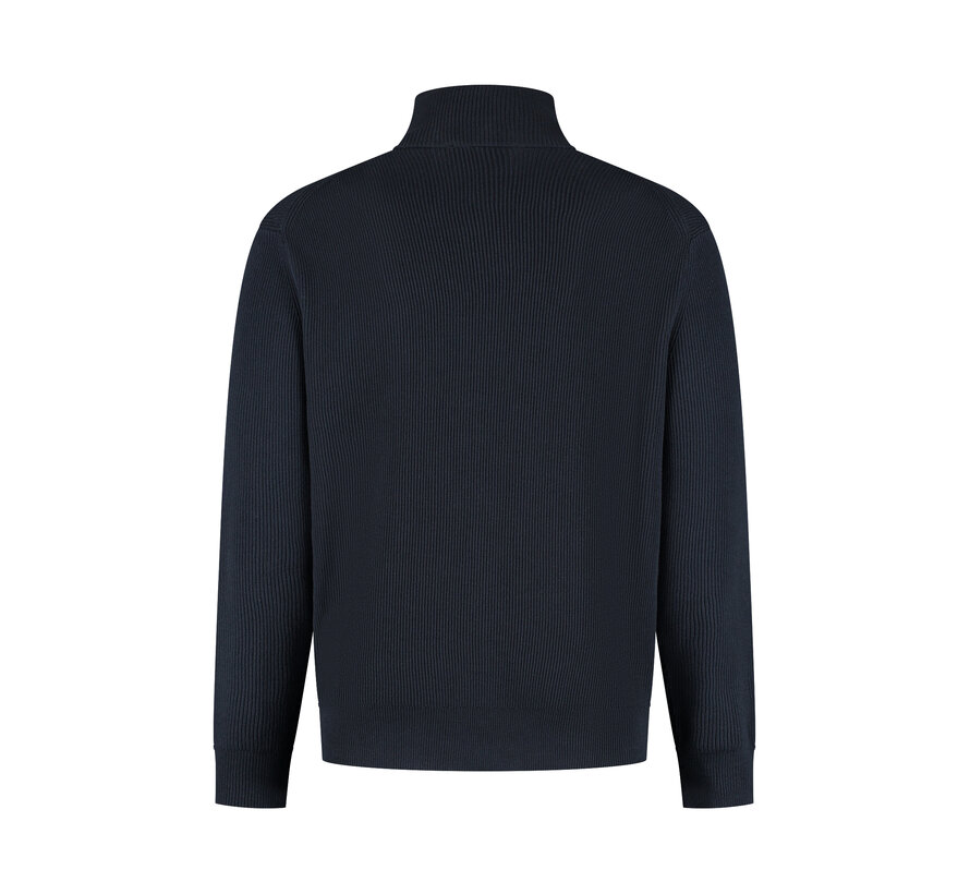 Rib Knit Full-zip Cardigan Dark Navy (25030807 - 57)