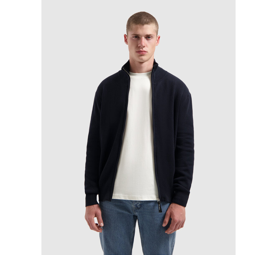 Rib Knit Full-zip Cardigan Dark Navy (25030807 - 57)