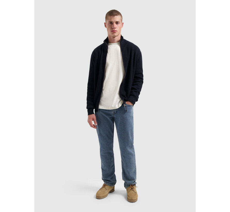 Rib Knit Full-zip Cardigan Dark Navy (25030807 - 57)