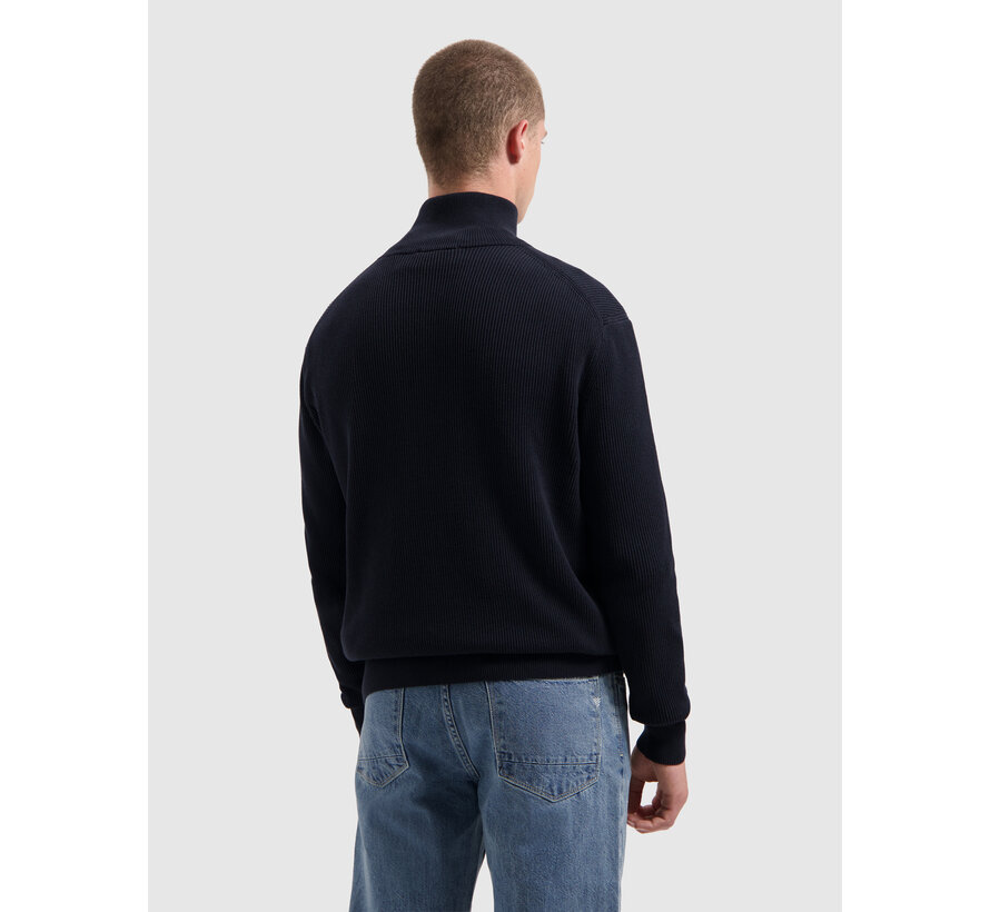 Rib Knit Full-zip Cardigan Dark Navy (25030807 - 57)