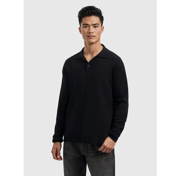 Pure Path Heavy Knit Longsleeve Polo Regular Fit Black (25030810 - 02)