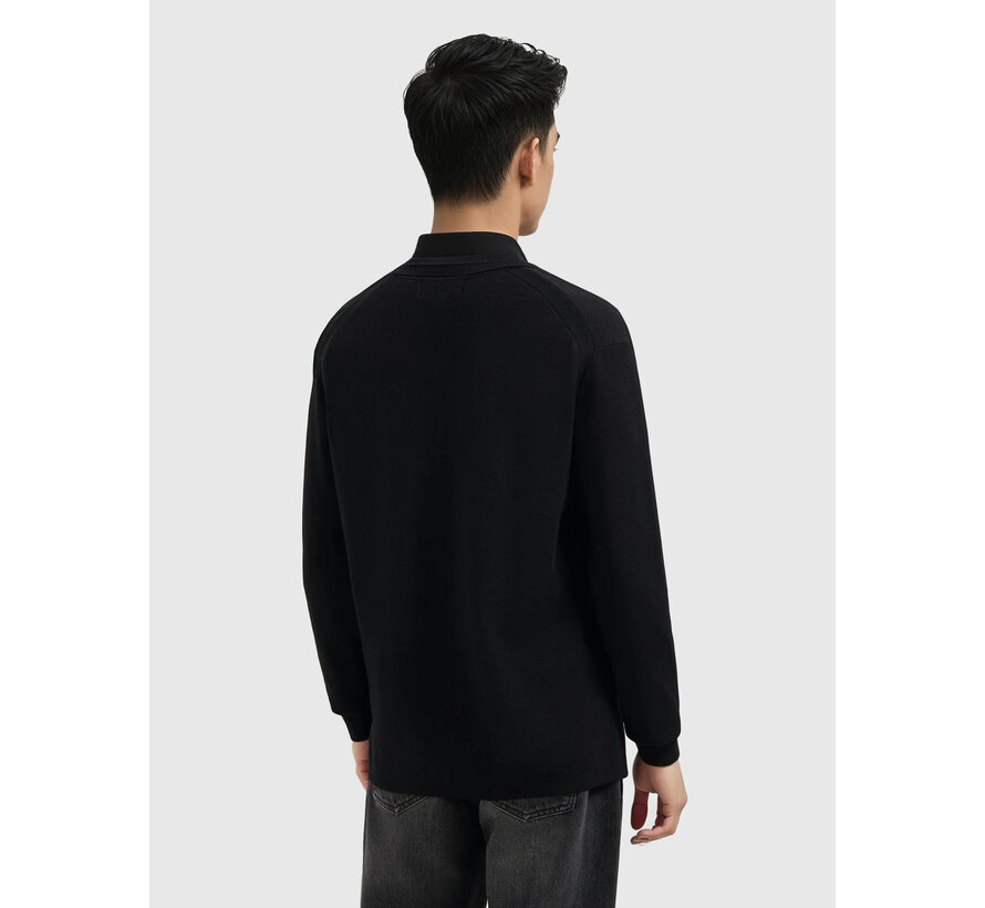 Heavy Knit Longsleeve Polo Regular Fit Black (25030810 - 02)