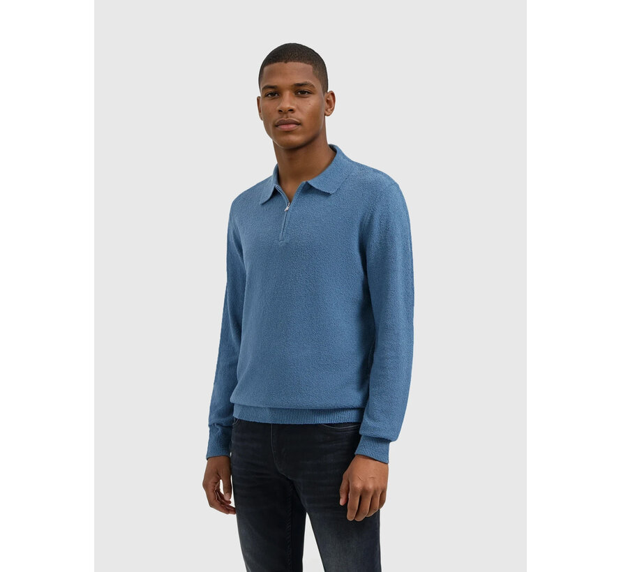 Towel Knit Half-zip Longsleeve Polo Blue Grey (25030820 - 93)
