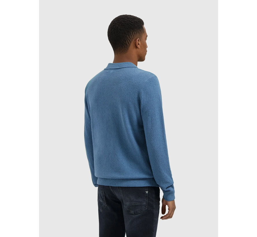 Towel Knit Half-zip Longsleeve Polo Blue Grey (25030820 - 93)