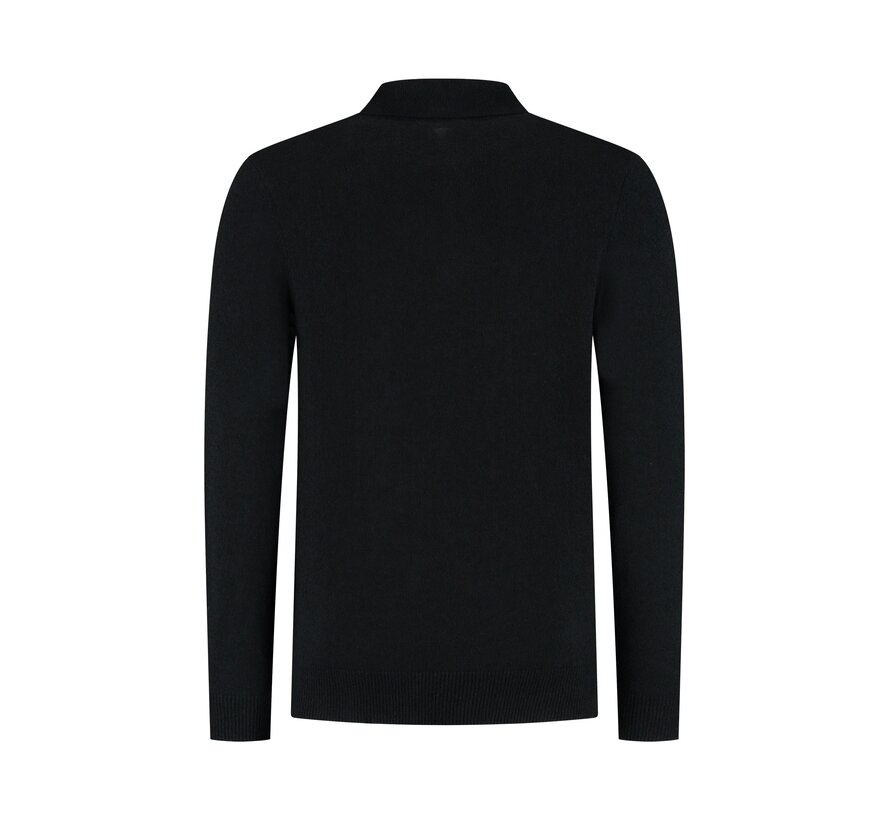 Towel Knit Half-zip Longsleeve Polo Black (25030820 - 02)
