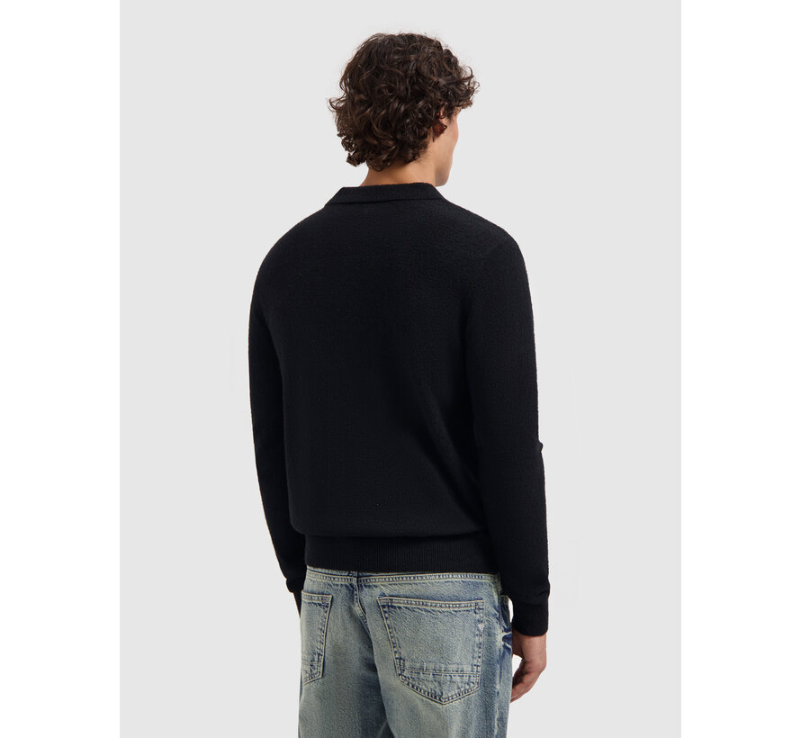 Towel Knit Half-zip Longsleeve Polo Black (25030820 - 02)