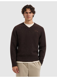 Pure Path Pure Path Melange Knit V-neck Sweater Dark Brown (25030819 - 96)