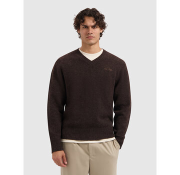 Pure Path Melange Knit V-neck Sweater Dark Brown (25030819 - 96)