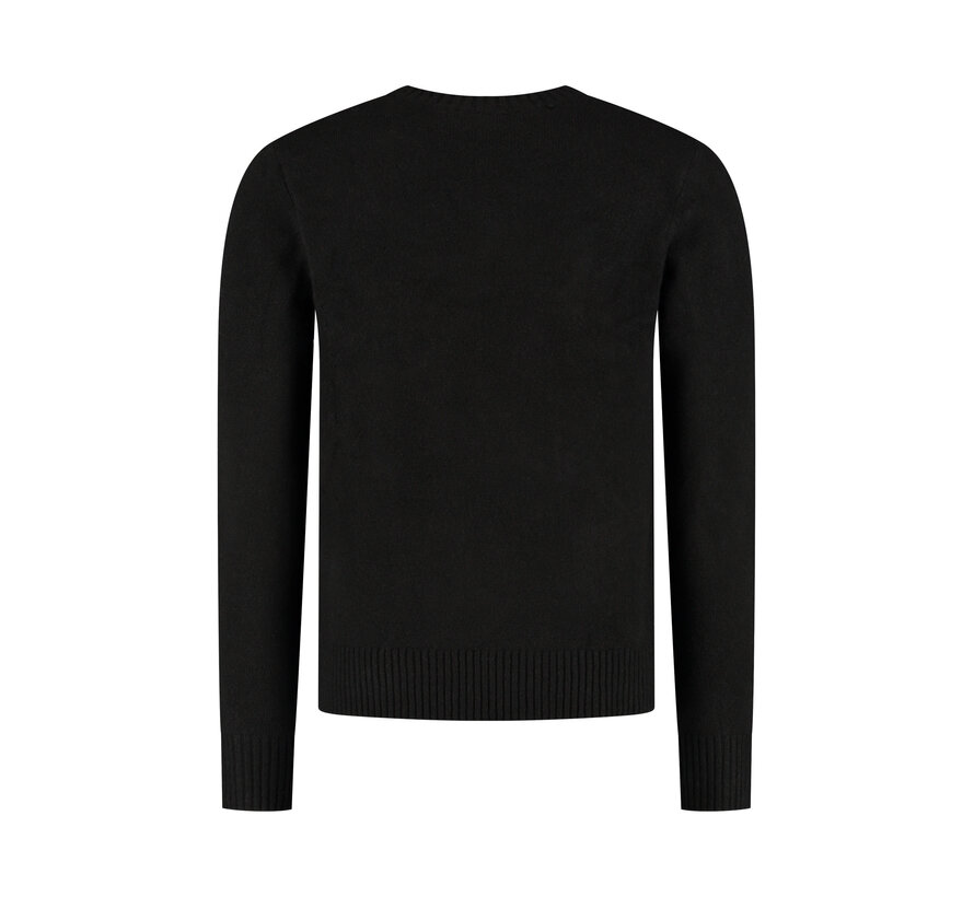 Melange Knit V-neck Sweater Black (25030819 - 02)