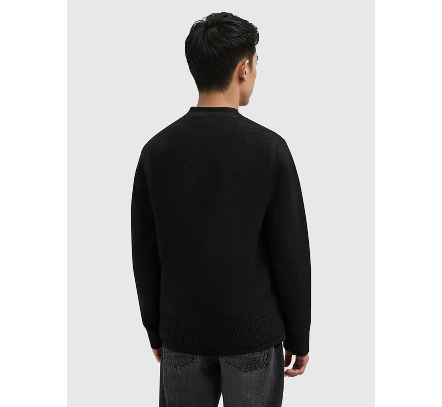 Melange Knit V-neck Sweater Black (25030819 - 02)