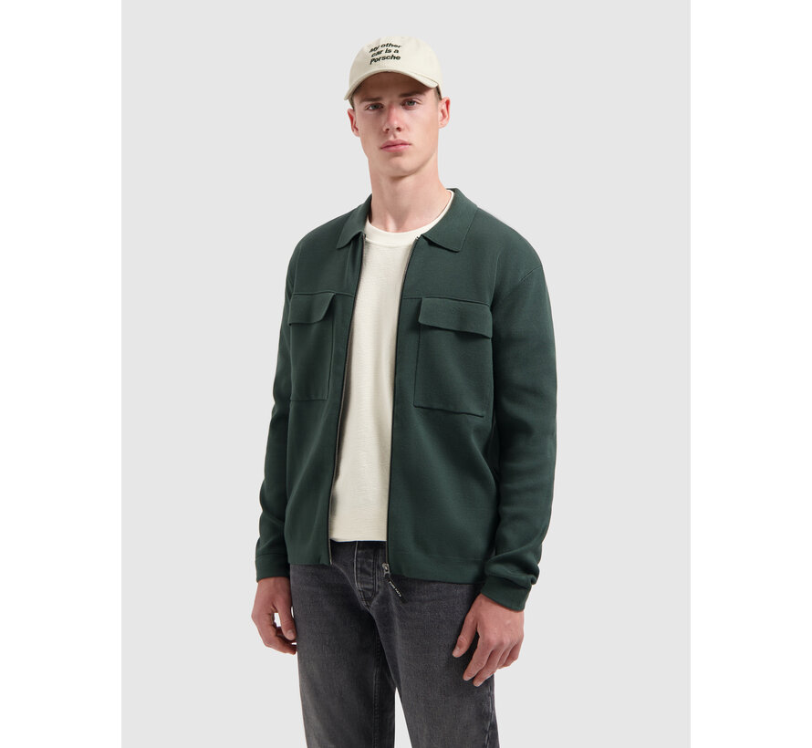Heavy Knit Full-zip Cardigan Dark Green (25030817 - 16)
