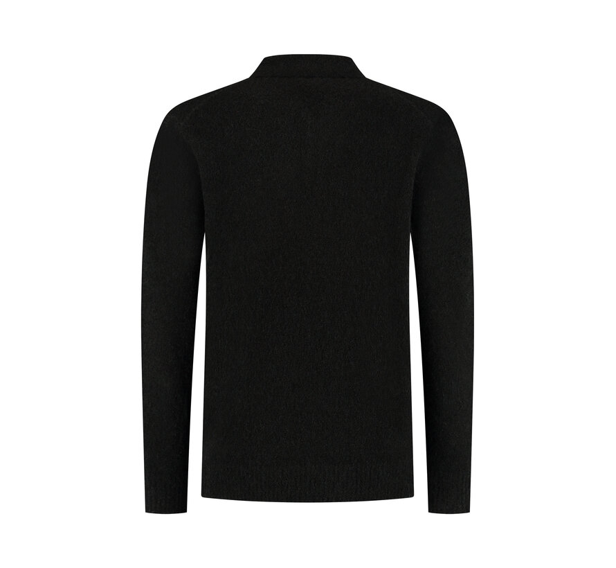 Bouclé Knit Longsleeve Polo Black (25030809 - 02)
