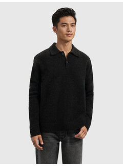 Pure Path Bouclé Knit Longsleeve Polo Black (25030809 - 02)
