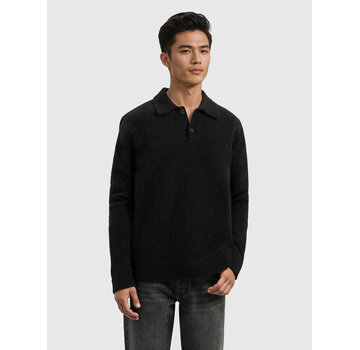 Pure Path Bouclé Knit Longsleeve Polo Black (25030809 - 02)