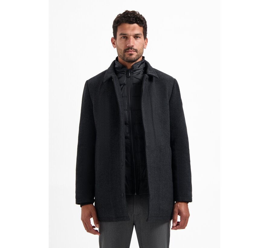 Jacket Mid Long Fit Detachable Front With Wool Antra Melange (29630917 - 103)