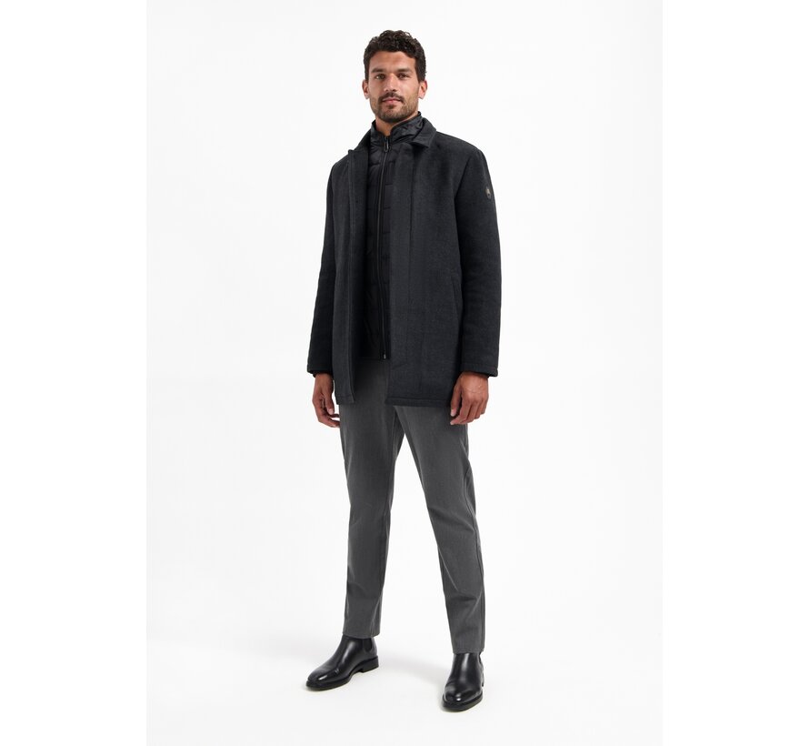 Jacket Mid Long Fit Detachable Front With Wool Antra Melange (29630917 - 103)