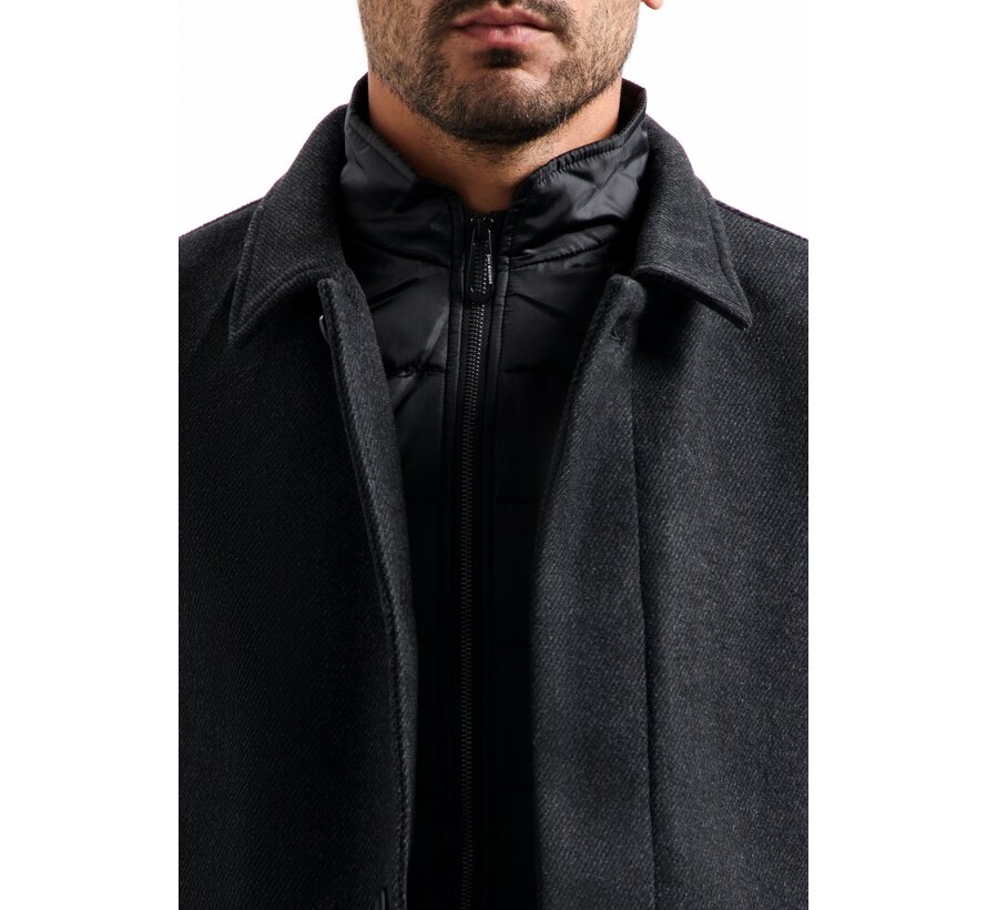 Jacket Mid Long Fit Detachable Front With Wool Antra Melange (29630917 - 103)