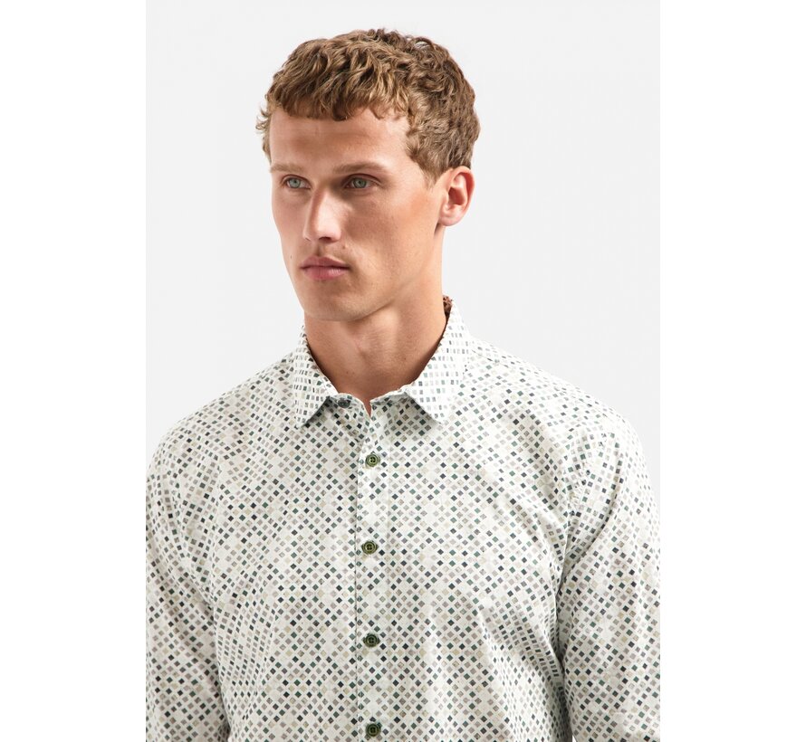 Shirt Stretch Allover Printed Dark Green (29450804 - 052)