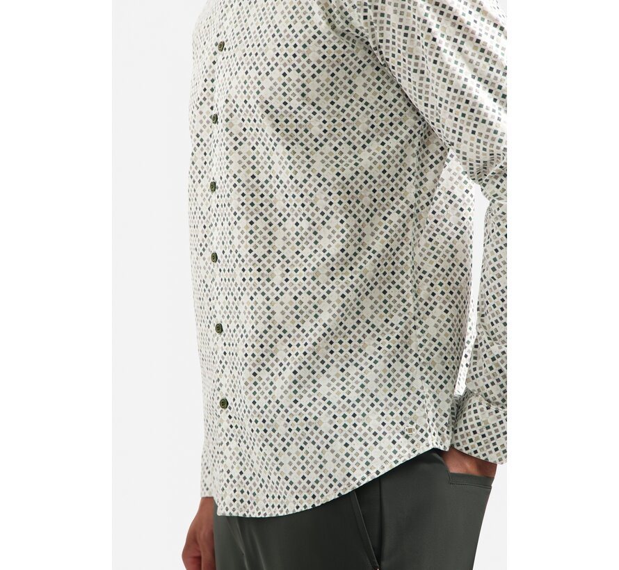 Shirt Stretch Allover Printed Dark Green (29450804 - 052)