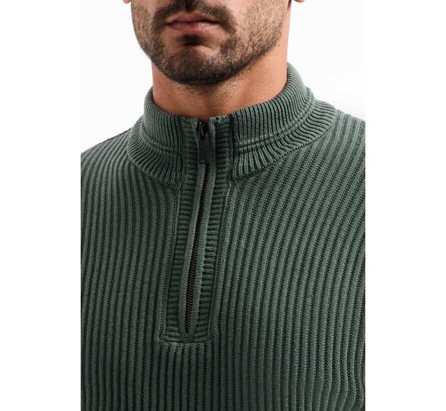 Pullover Half Zip rib variation Dark Green (29230932 - 052)