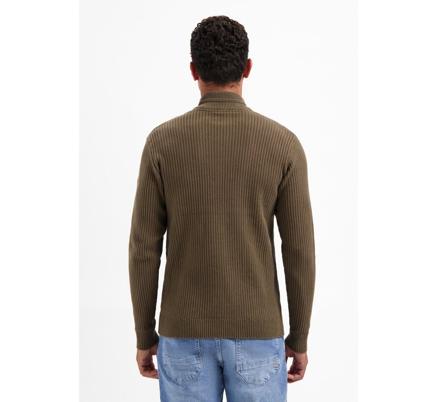 Pullover Half Zip rib variation Taupe (29230932 - 044)