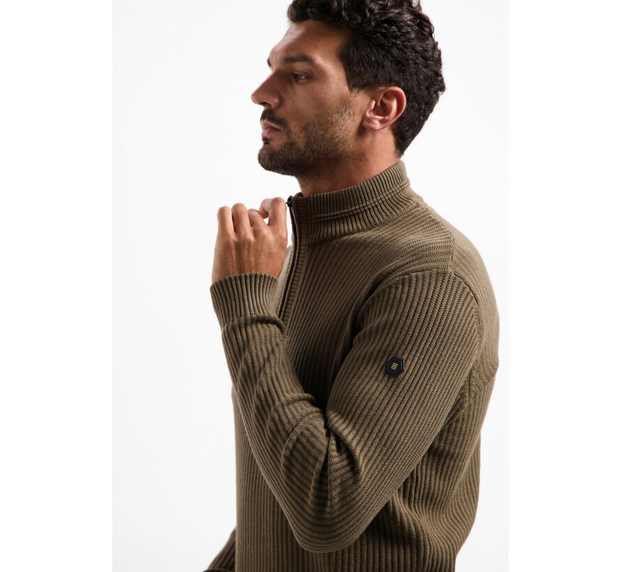 Pullover Half Zip rib variation Taupe (29230932 - 044)