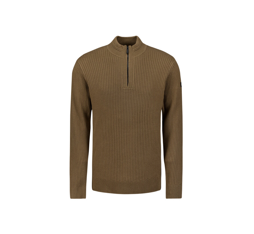 Pullover Half Zip rib variation Taupe (29230932 - 044)