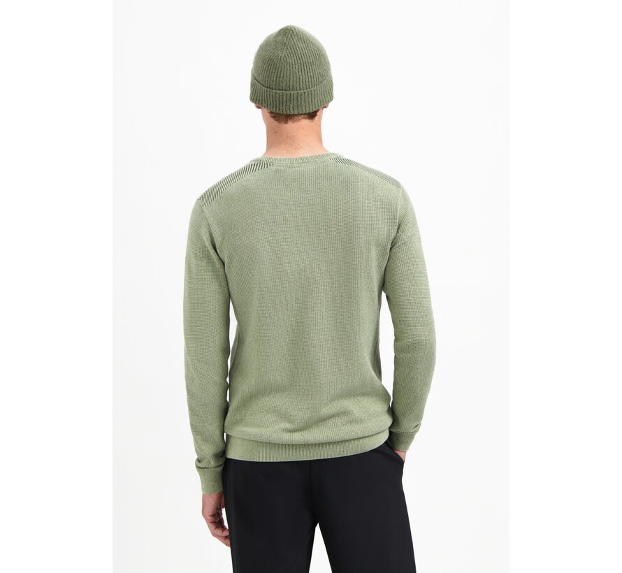 Pullover Crewneck Plated Structure Knit Light Moss (29230821 - 197)