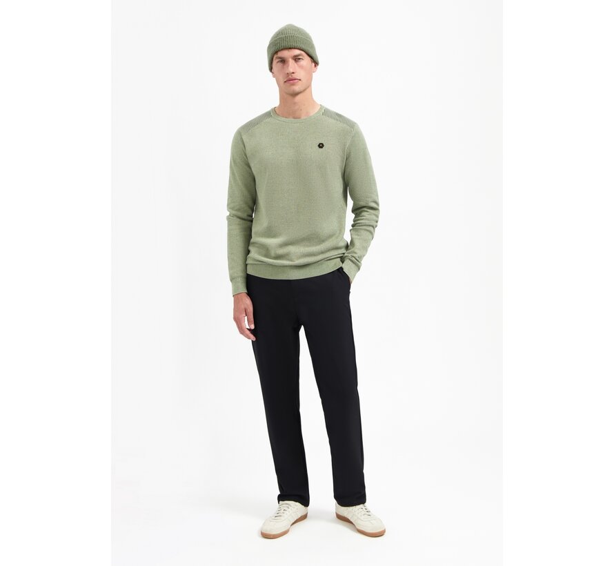 Pullover Crewneck Plated Structure Knit Light Moss (29230821 - 197)