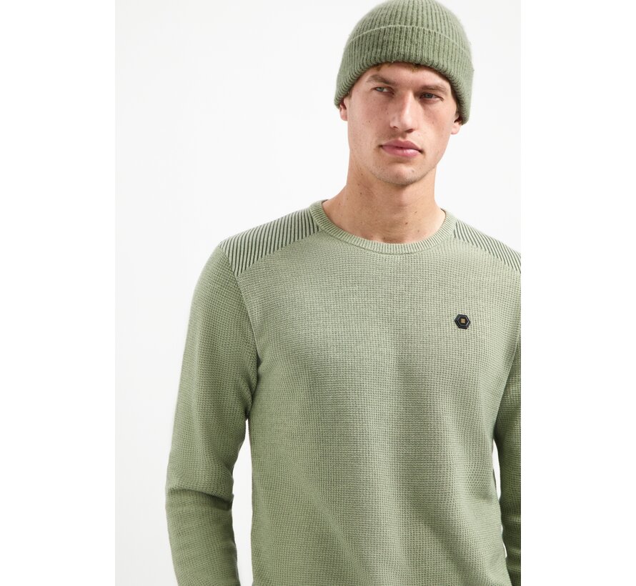 Pullover Crewneck Plated Structure Knit Light Moss (29230821 - 197)