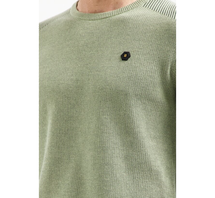 Pullover Crewneck Plated Structure Knit Light Moss (29230821 - 197)